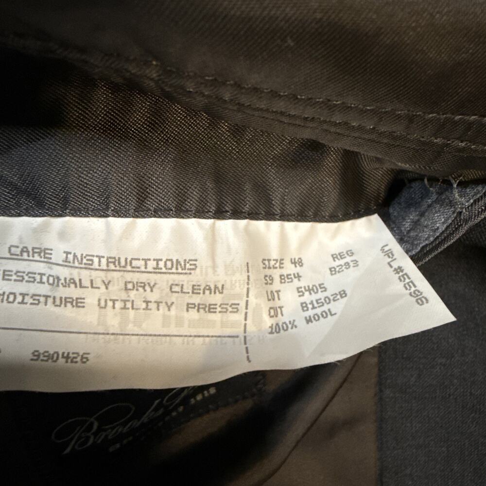 Brooks Brothers Brooksease Mens Charcoal Blazer 48R Wool USA Made 3 Button - Picture 5 of 14